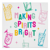Poster Amusant Coloré 'Making Spirits Bright' Noël (Devant)