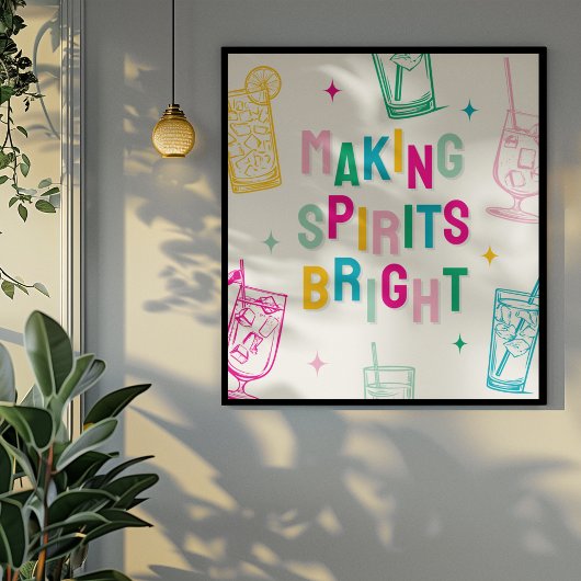 Poster Amusant Coloré 'Making Spirits Bright' Noël