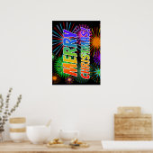 Poster Amusant, coloré, Spectre Arc-En-Ciel "MERCI NOËL ! (Cuisine)