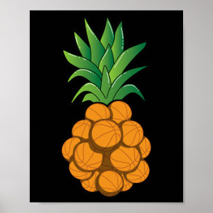 Poster Amusant cool de basket-ball conception ananas - ar