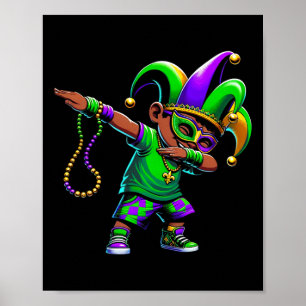 Poster Amusant Dabbing Boy Mardi Gras Carnival Parade Boy