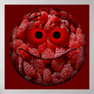 Poster Amusant Emoticon framboise