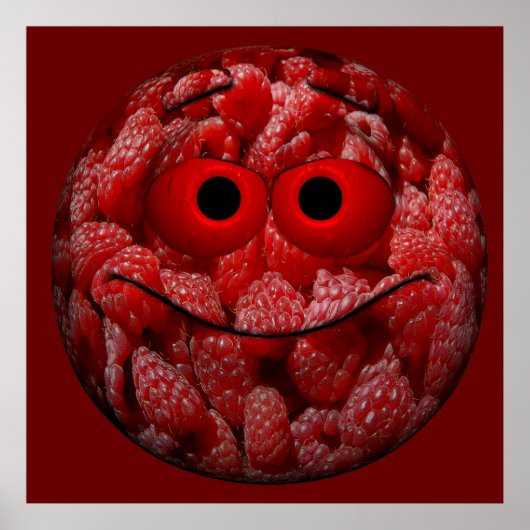 Poster Amusant Emoticon framboise (Devant)