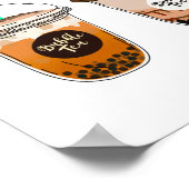 Poster Amusant et mignon alimenté par le thé bulle Boba L (Coin)