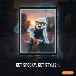 Poster Amusant et mignon Halloween de fantôme cool et eff