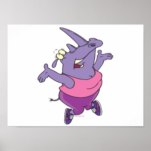 Poster amusant exercice rhino travailler dessin animé (Devant)