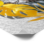 Poster Amusant Expressif en feuille plante Jaune et Gris (Coin)