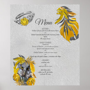 Poster Amusant Expressif en feuille plante Jaune et Gris