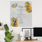 Poster Amusant Expressif en feuille plante Jaune et Gris (Bureau à domicile)
