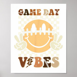 Poster Amusant Face Américain de Football Jour Vibes Spor