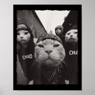 Poster Amusant Graphisme Chat Gangster Funny