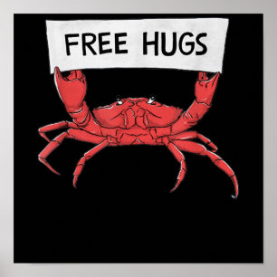 Poster Amusant Gratuit Hugs Crabe Homard crevette crevett