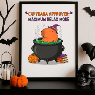 Poster Amusant Halloween Capybara sorcière sorcière Cauld