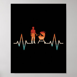 Poster Amusant Hearbeat Grilling Barbecue Grill Lover Bar