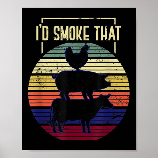 Poster Amusant Id Fumée Que Le Chef Barbecue Grillmaster  (Devant)