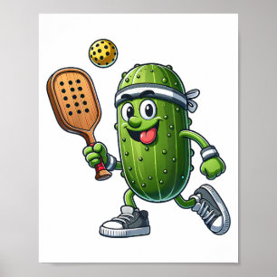 Poster Amusant joueur de pickleball Louveur de paddleball