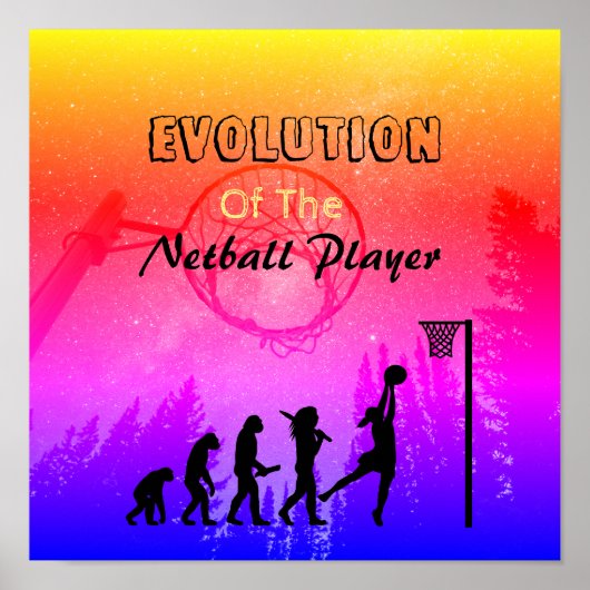 Poster Amusant Joueur Évolution Thème Netball (Devant)