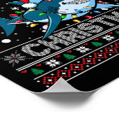 Poster Amusant Joyeux Vilain Requin de Noël Santa Hat Lum (Coin)