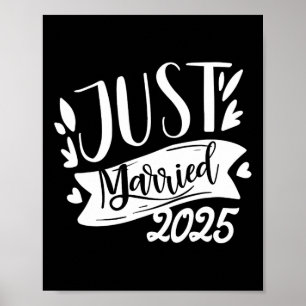 Poster Amusant Juste Marié 2025 Mignonne Mariée Et Groom