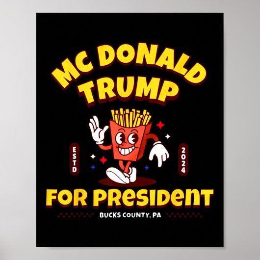 Poster Amusant Macdonald Trump Pour Président 2024 França (Devant)