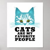 Poster Amusant Moderne Sarcastique Turquoise Chat Typo No (Devant)