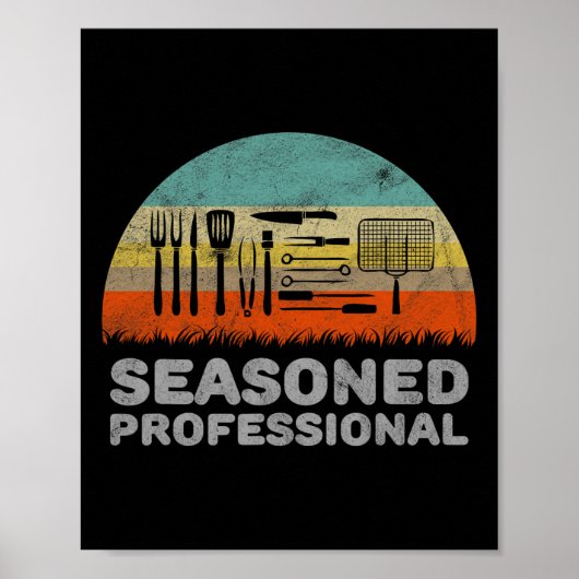 Poster Amusant Parole De Barbecue Professionnel Saisonné (Devant)