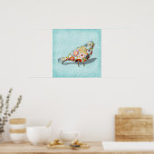 Poster Amusant Petit Oiseau Whimsical sur Paisley (Cuisine)