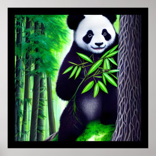 Poster Amusant Petit Ours Panda