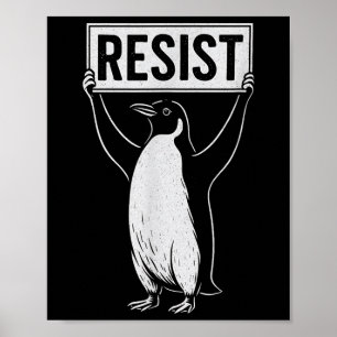 Poster Amusant résister à l'activisme pingouin conception