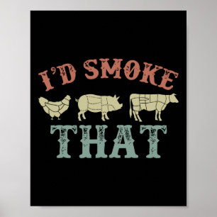 Poster Amusant Retro Bbq Party Fumeur Chef Papa Cadeau J’