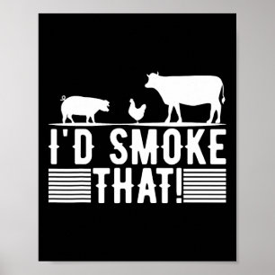 Poster Amusant Retro Bbq Party Fumeur Chef Papa Cadeau J’