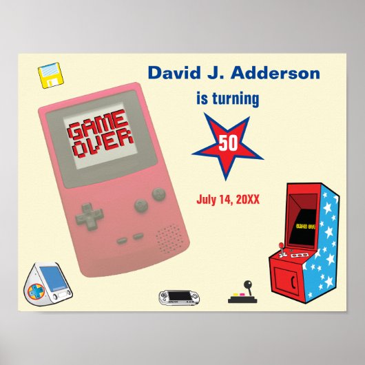 Poster Amusant Retro Vidéo Gamer 🎮 50e anniversaire (Devant)