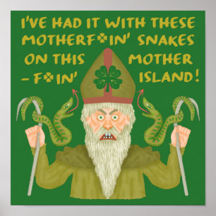 Poster Amusant Saint Patrick's Day Snakes Joke Green Iris