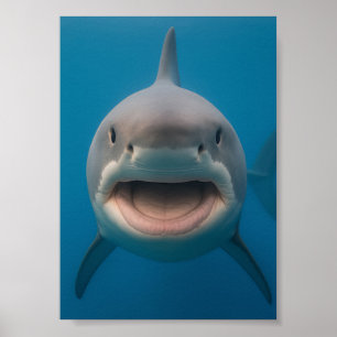 Poster Amusant sans dents grand requin blanc peint art