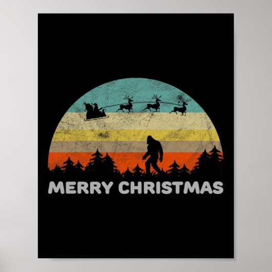 Poster Amusant style rétro Big Pied Joyeux Noël Yeti (Devant)