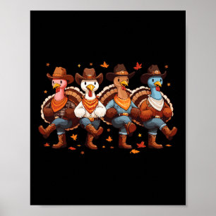 Poster Amusant Thanksgiving Line Dance Matching Family Gr