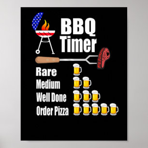 Poster Amusant Timer Barbecue - Barbecue Grill Cadeau
