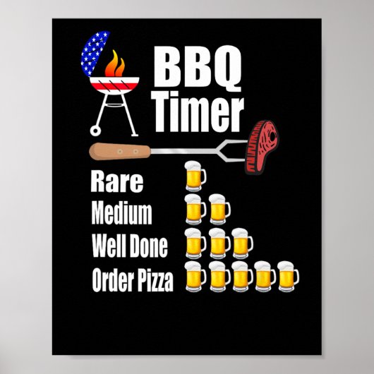 Poster Amusant Timer Barbecue - Barbecue Grill Cadeau (Devant)