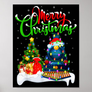 Poster Amusant Train Amoureux Éclairage Noël Train Santa