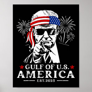 Poster Amusant Trump Golfe Des Etats-Unis 2025 Joyeux 4èm