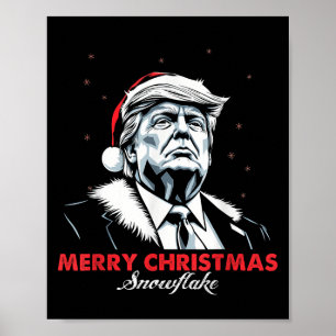 Poster Amusant Trump Joyeux flocon de neige de Noël