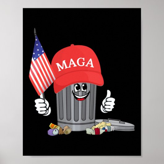 Poster Amusant Trump Mega Garbage Can Cartoon Caractère A (Devant)