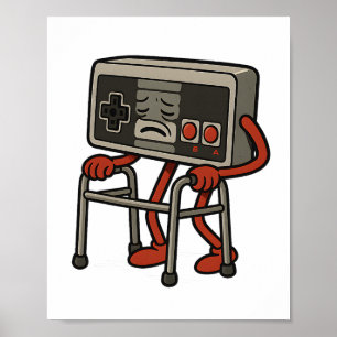 Poster Amusant Vieux Gamer Jeu Retro 80s 90s Jeu Vidéo Ol