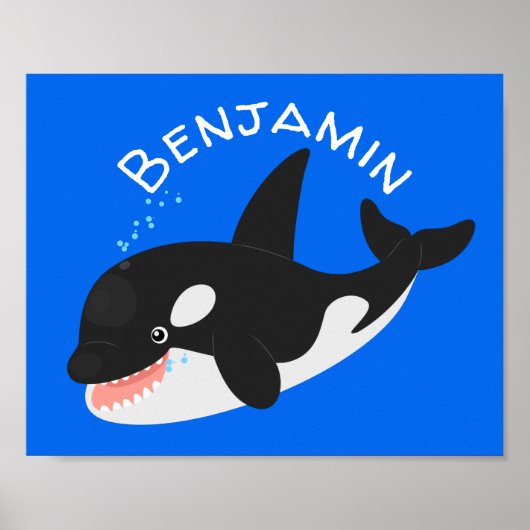 Poster Amusante baleine orque mignonne dessin animé (Devant)