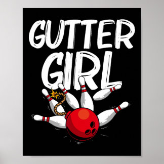 Poster Amusante Conception De Bowling Pour Filles Bowler
