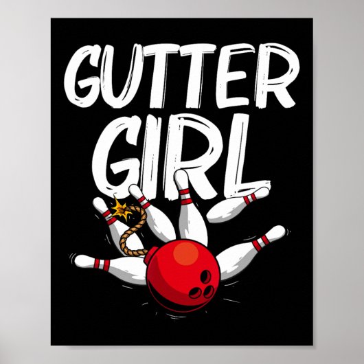 Poster Amusante Conception De Bowling Pour Filles Bowler (Devant)