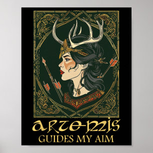 Poster Amusante déesse grecque Artémis Deer Chasse Mythol