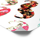 Poster Amusante Fille Colorée Motif Moustaches (Coin)