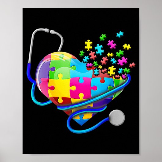 Poster Amusante infirmière Autisme Puzzle Stethoscope Coe (Devant)