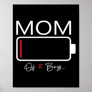 Poster Amusante Maman De 2 Garçons Du Fils Fils Fête Fête